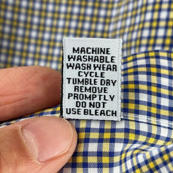 Sid Mashburn Shirt Men Large Yellow Blue Check Long Sleeve Designer Button Down - Picture 14 of 14